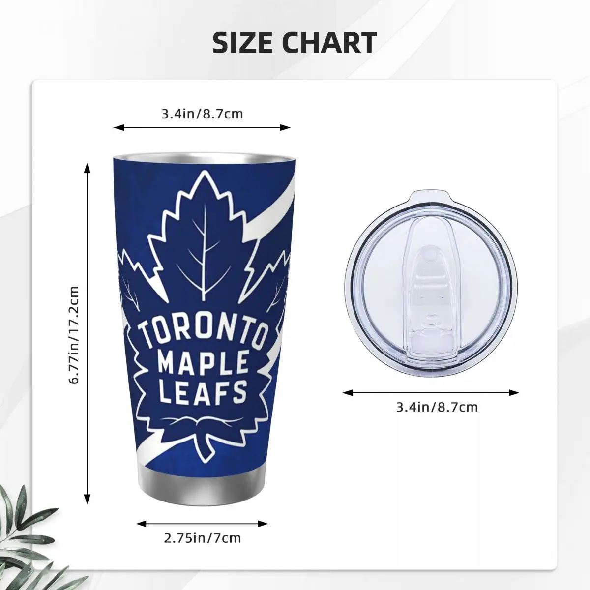 Toronto Maple Leafs Stainless Steel Tumbler Vacuum Insulated Mugs Thermal Cold Cups Straw With Lid 20oz