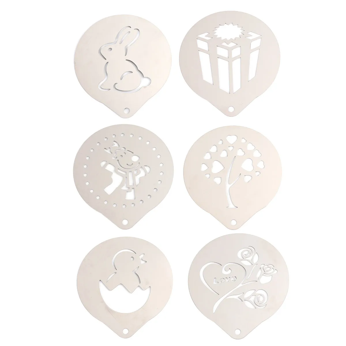 1Set Coffee Stencils Stainless Steel Wear Resistant DIY Cappuccino Latte Milk Spray Templates Perfect for Latte Art Coffee