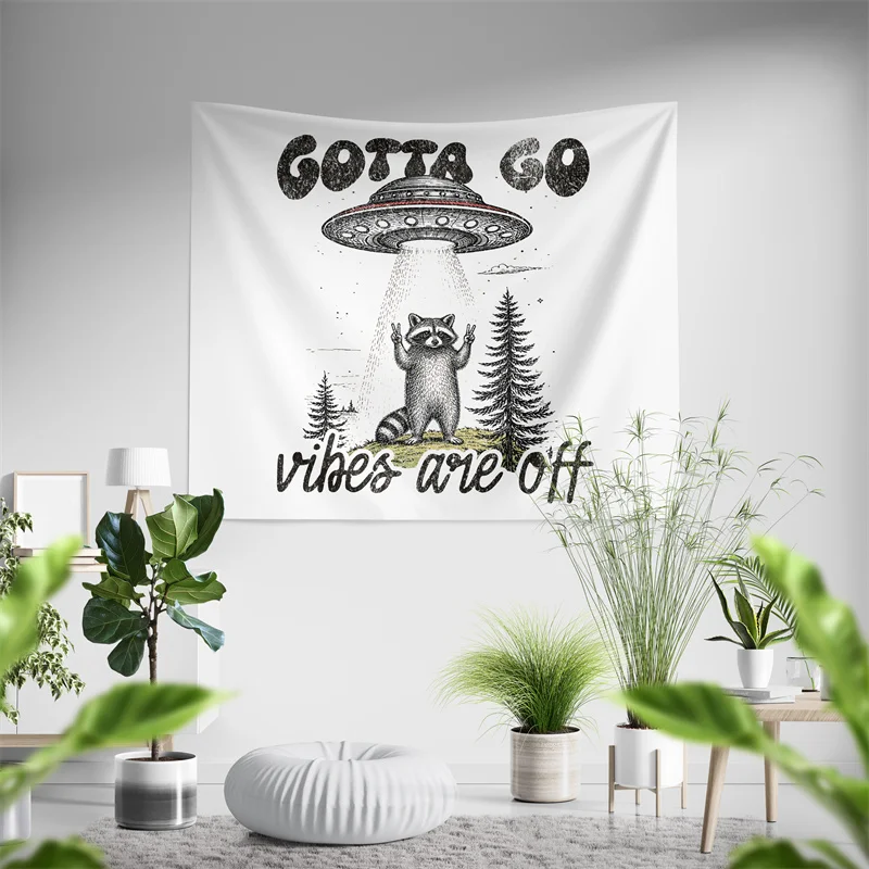 Гобелен Aertemisi Gotta Go Vibes Are Off в стиле ретро с изображением инопланетян, настенный декор для спальни, гостиной, общежития, фон для вечеринок