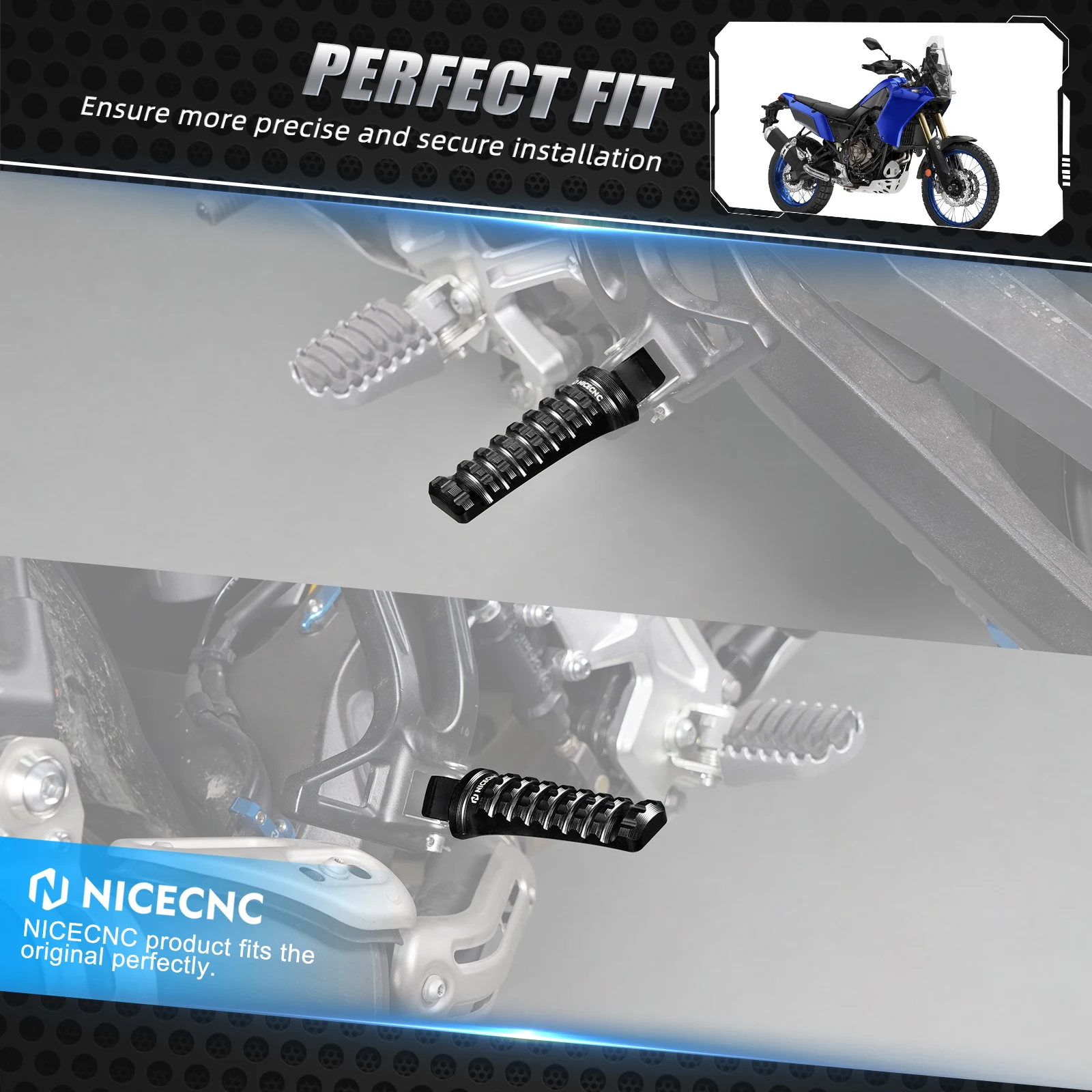 For Yamaha Tenere 700 /XTZ700 2019-2022 Rear Passenger Footrests Footpegs Tenere 700 Rally Edition 20-22 Tracer 900 GT 2019-2020