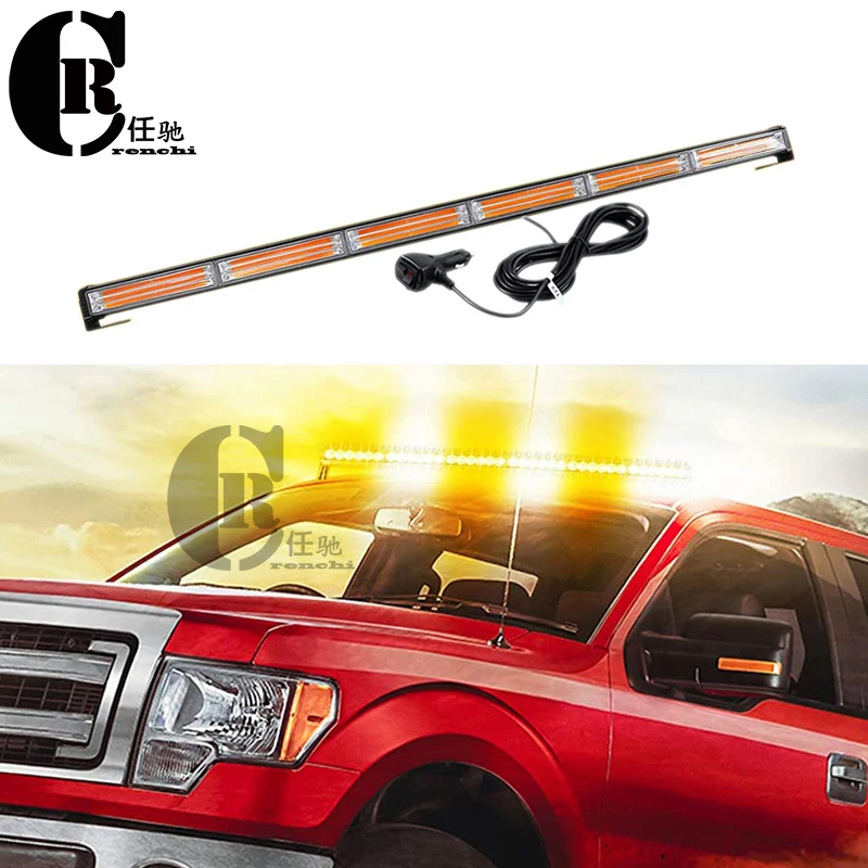 

34" COB LED Red Blue Amber Car Emergency Light Traffic Advisor Vehicle Strobe Light Bar Warning Flashing Lamp 16 Modes Amber