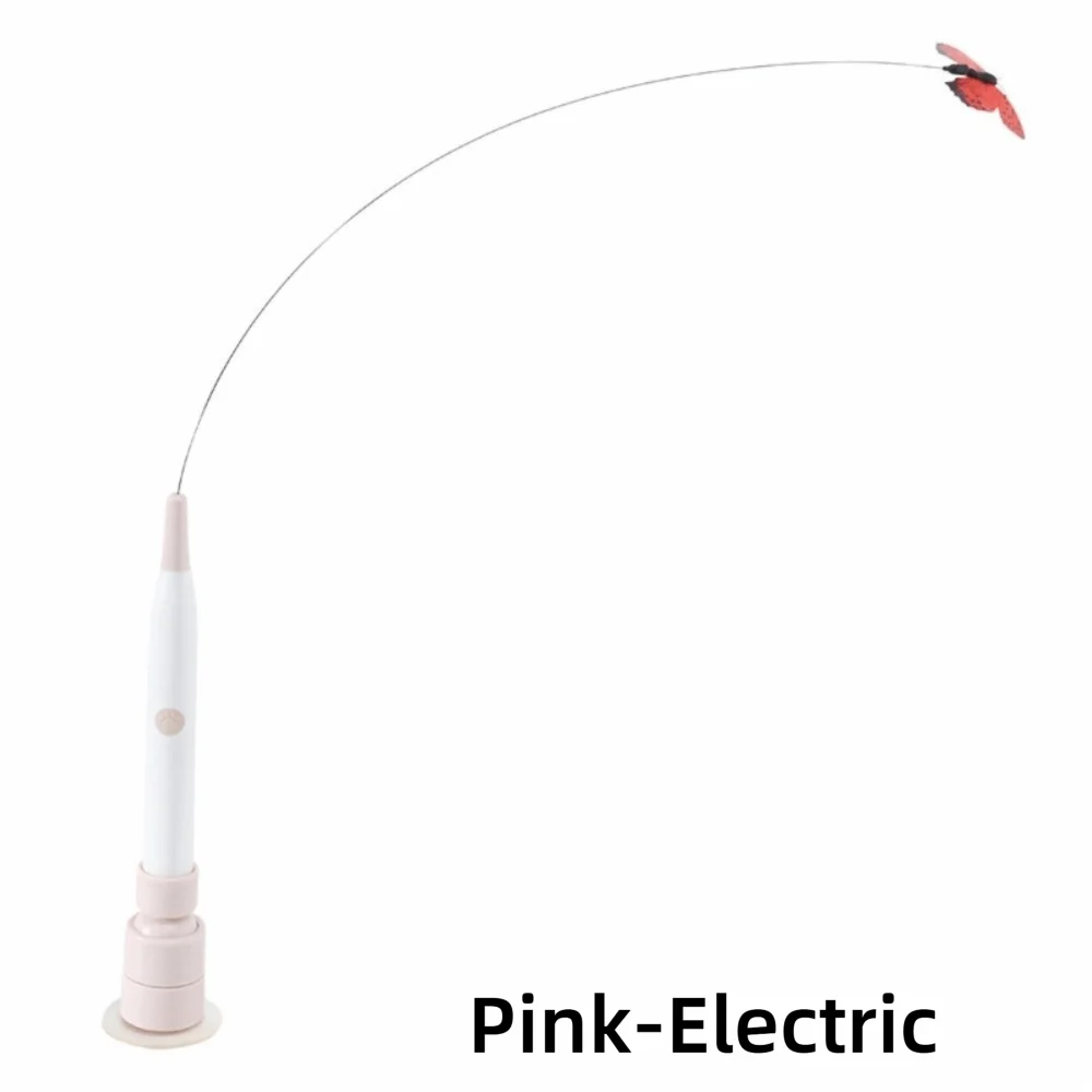 Switchable Butterfly Pattern Cat Teasing Stick Interactive Self-hilarity Relieves Automatic Cat Teaser Electric 360° Swivel