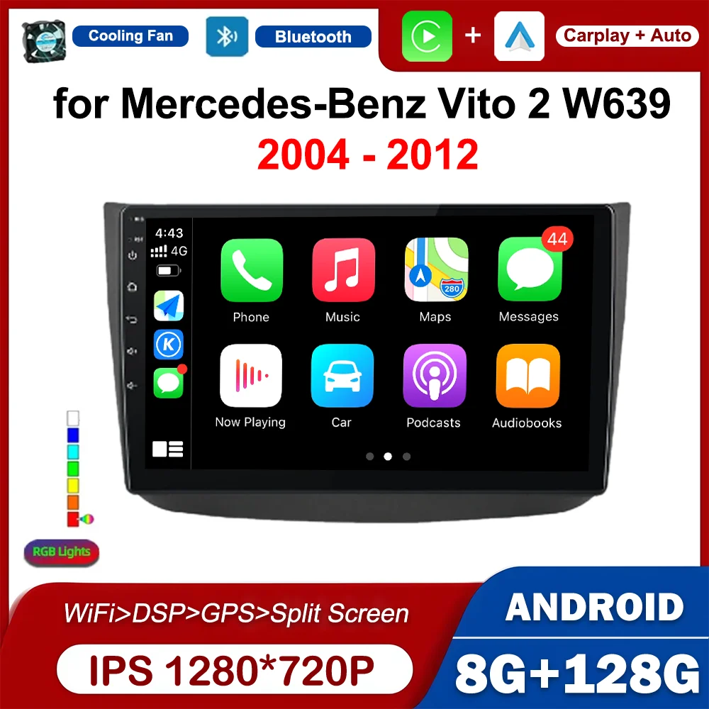 

for Mercedes-Benz Vito 2 W639 2004 - 2012 10 '' Android OS Car Radio Multimedia Player GPS Navi Android Auto HD Screen Head Unit