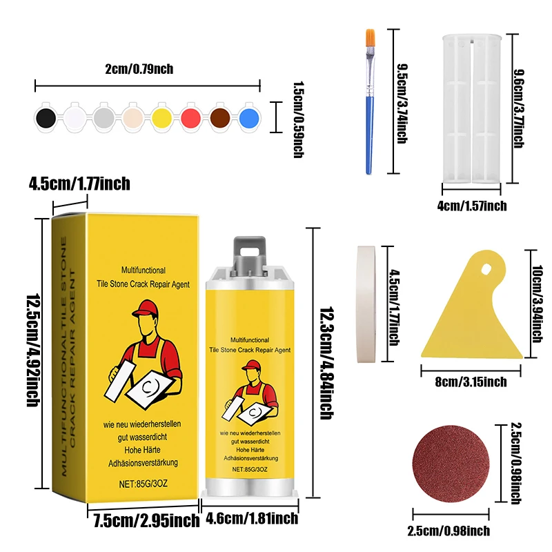 Multifunctional Tile Stone Crack Repair Kit Porcelain Tile Granite Marble Fix Tub Chips And Sink Cracks With Super Adhesio Tools