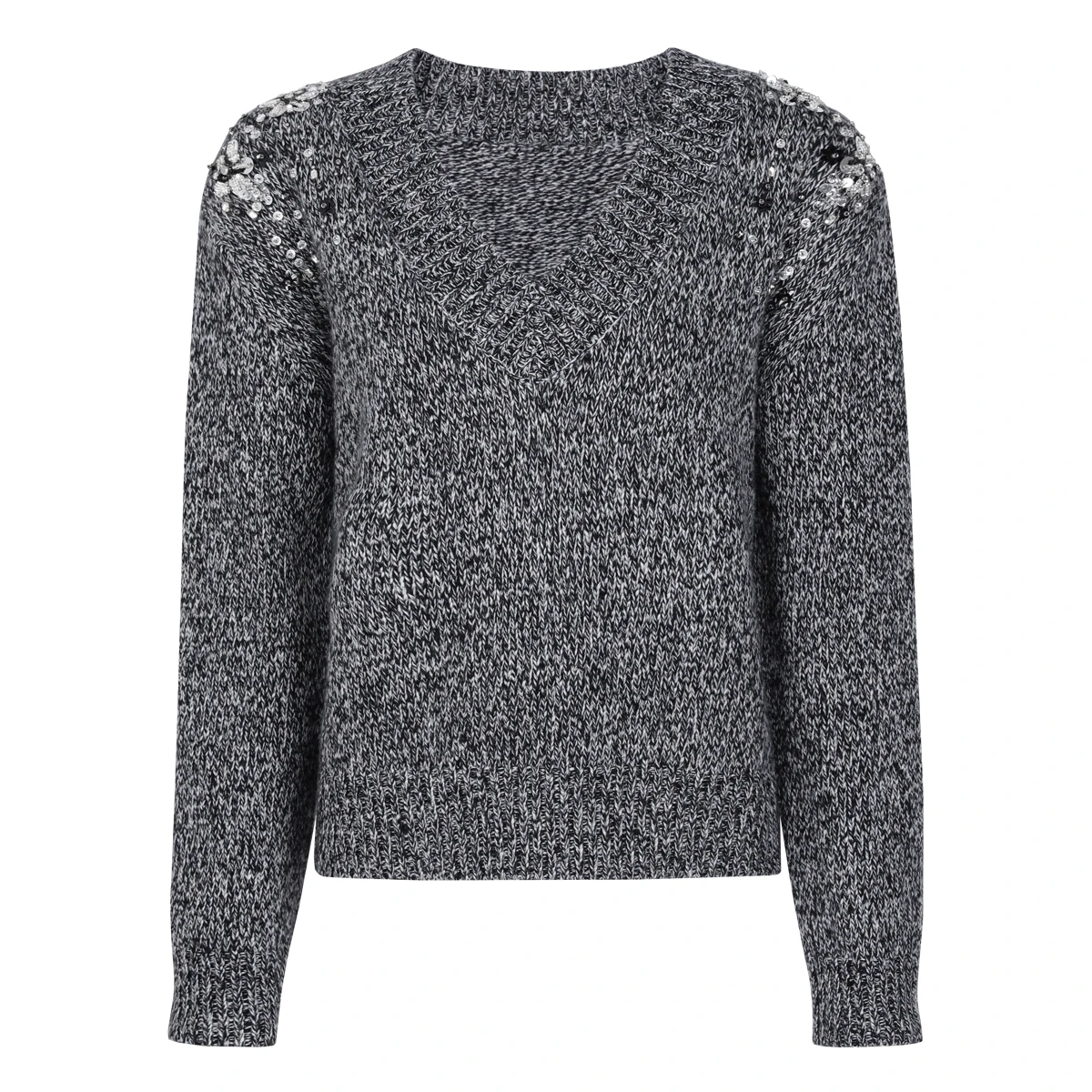 

Весенне-осенний новый высококачественный модный женский вязаный свитер с длинными рукавами и короткими штабелями из бисера с v-образным вырезом, шерстяная куртка