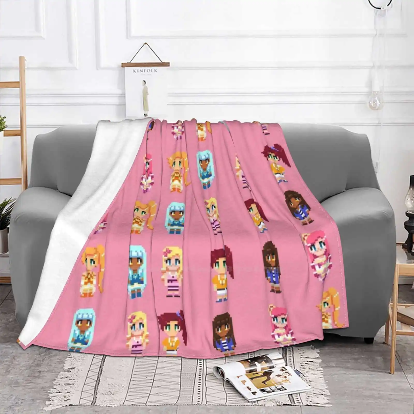 Pixel Lolirock Pattern Latest Super Soft Warm Light Thin Blanket Lolirock Iris Auriana Talia