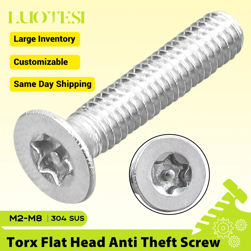 Torx Pin-in Flat Head Anti Theft Screw Stainless steel M2-M8 Star Drive Screw with Pin CSK Head Tamper-proof Security Screw