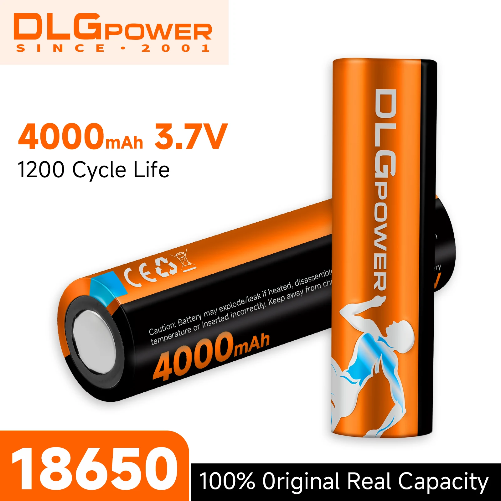 DLGPOWER 18650 Battery 4000mAh 3.7V Rechargeable Battery 4000mAh Highest Capacity Rechargeable Lithium Batteries for Flashlight