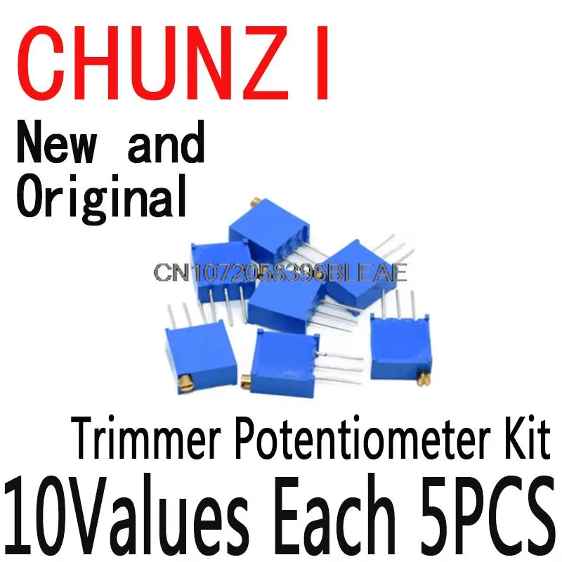 50PCS Multiturn Trimmer Potentiometer Kit High Precision 3296 Variable Resistor With Free Box Electronic Diy Kit 3296W