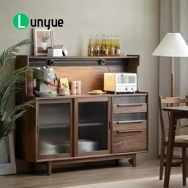 Nordic Modern Wooden Sideboard Simple Dining Room Storage Cabinet Furniture Home Decor Minimalist Design Solid Wood Finish