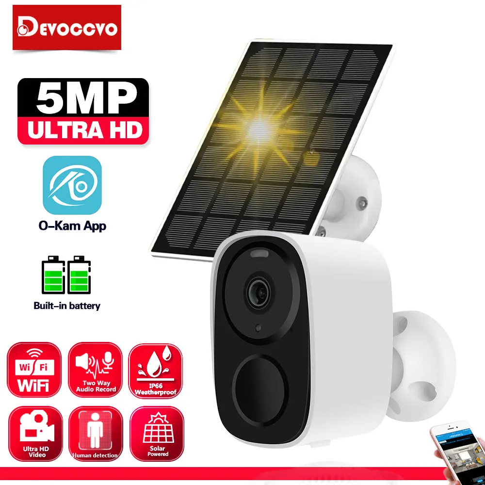 

Outdoor Wireless Solar Wifi Camera 5MP Full HD PIR Color night vision Body Sensing Low Power Security Surveillance CCTV Camera