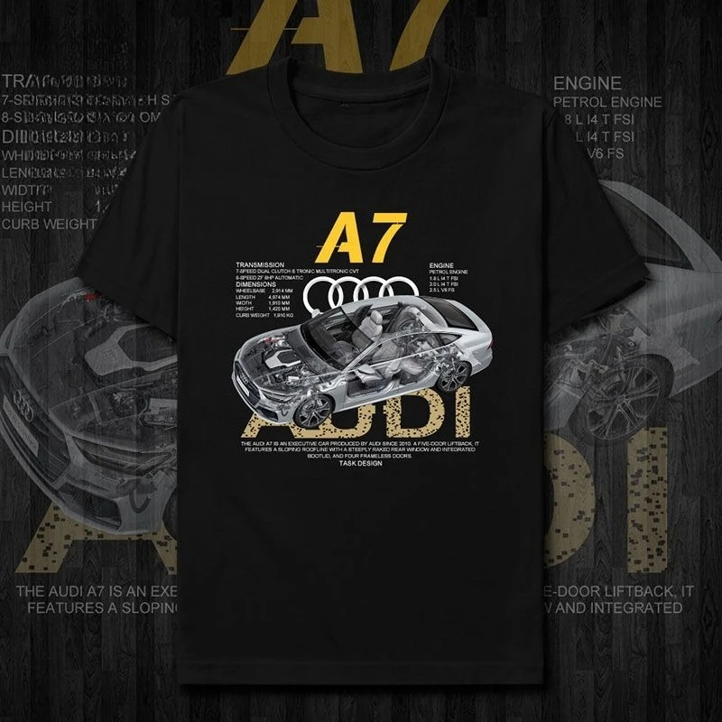 

Summer New Audi A7 Executive Hatchback Sports Coupe Car Creative Short Sleeve T-Shirt Men's and Women's Car Fans T-Shirt 2025