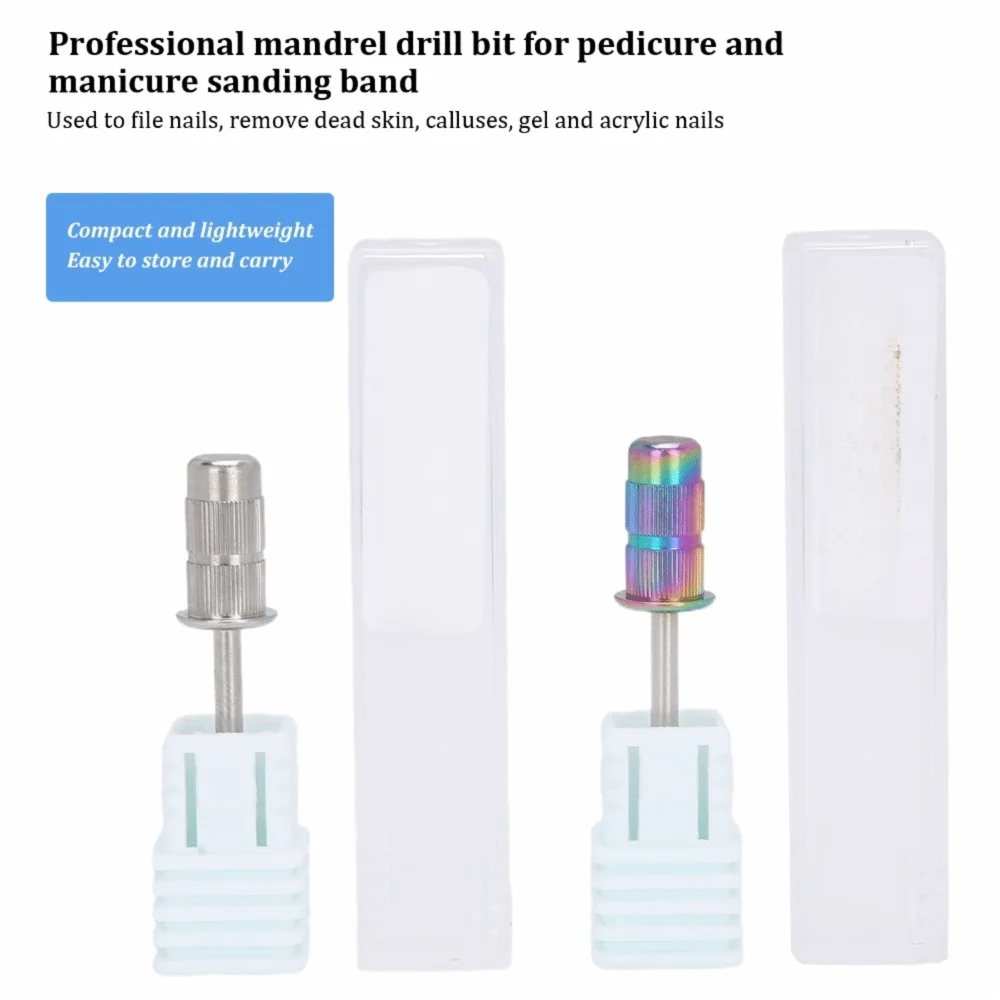 2pcs Stainless Steel Nail Mandrel Bit High Wear Resistance Heat Dissipation Sanding Band Mandrel Professional Filing Nails