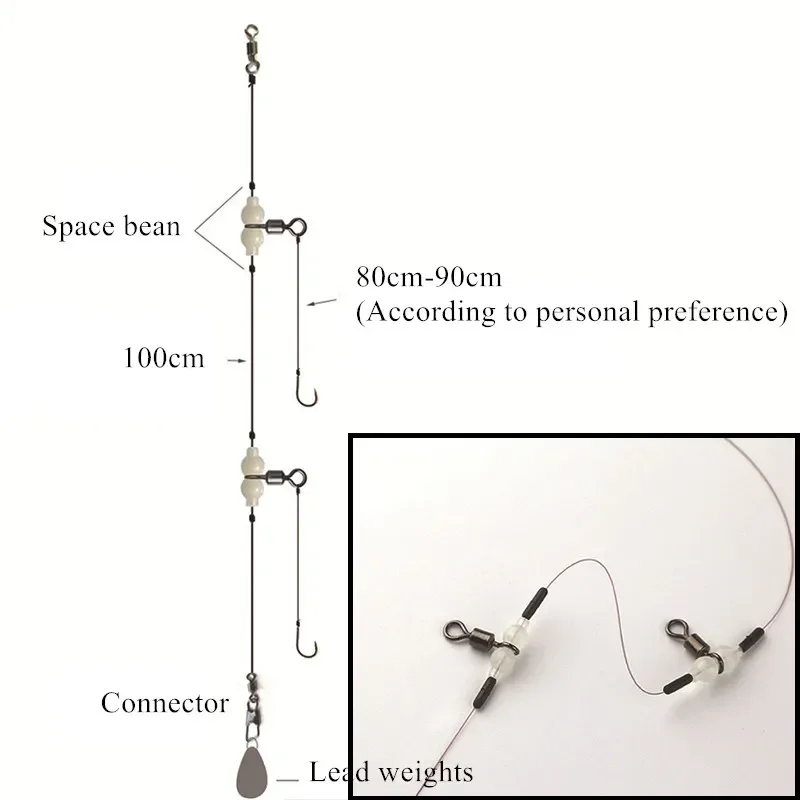 Conector giratorio luminoso para pesca, gancho de aparejos de mar, pesca nocturna, agua dulce y Marina, 10 unidades por lote