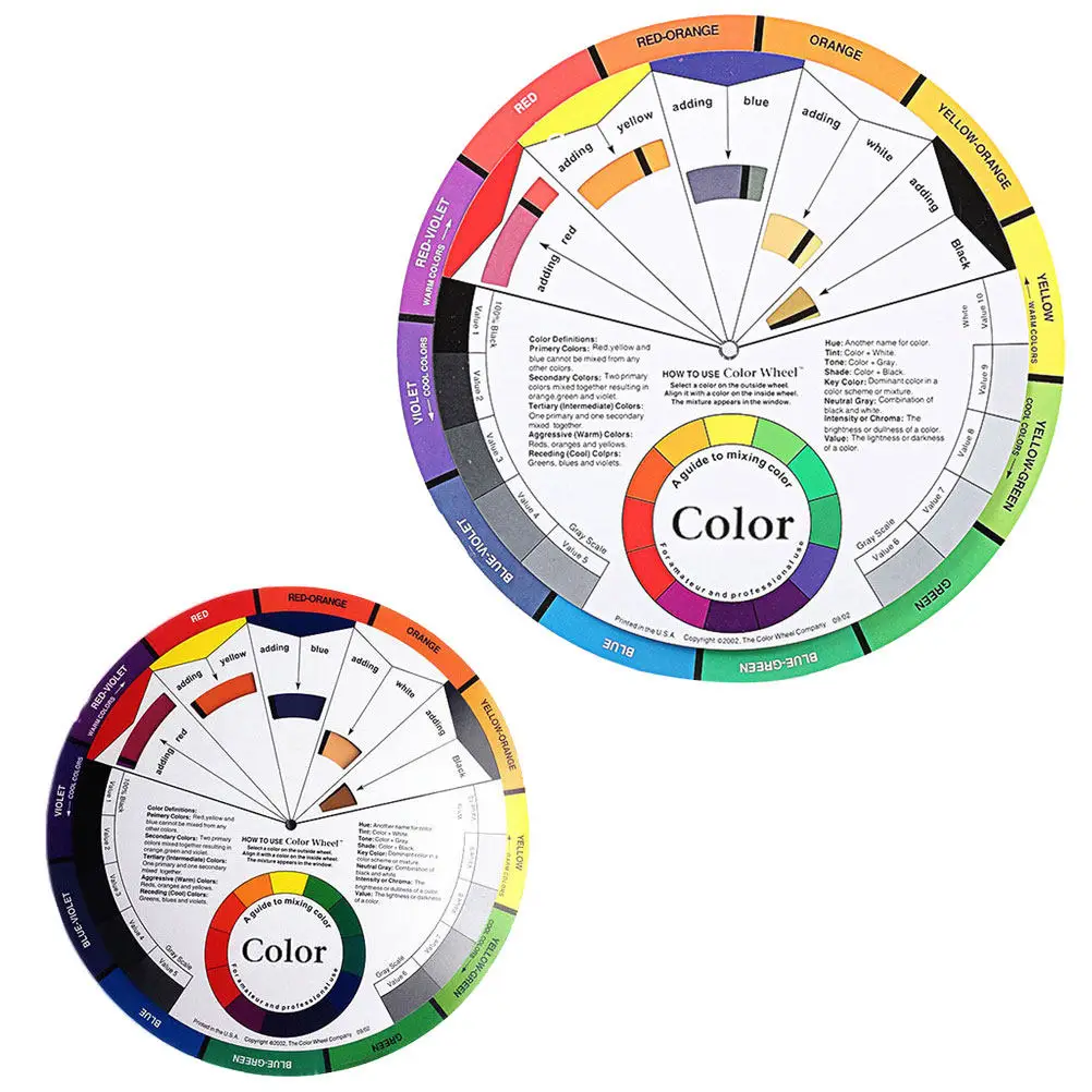 2Pcs Color Wheel Nail Art Color Card Learning Rotation Mixed Board Creative Makeup Blending Guide Women Nail Painting Tool