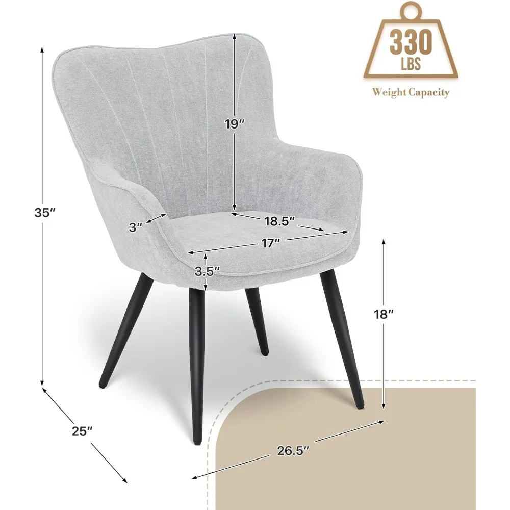 مجموعة Athena Collection Wingback Accent كراسي مكونة من قطعتين لغرفة المعيشة، كراسي قراءة منجدة من قماش الكتان للبالغين، ذراع مريح