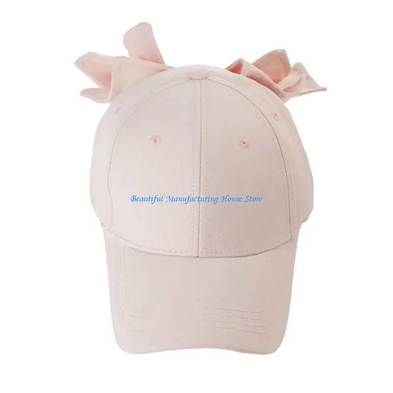 E56A Breathable Soft Cotton Baseball Cap With Curved Border Bowknot Decoration Baseball Hat For Daily Wear