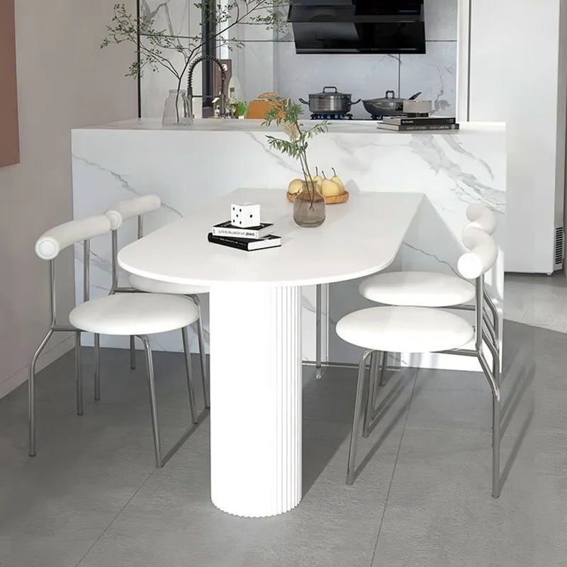 

Minimalist White Dining Table Modern Chaire Relaxing Kitchen Dining Table Living Room Writing Table A Manger Home Furniture