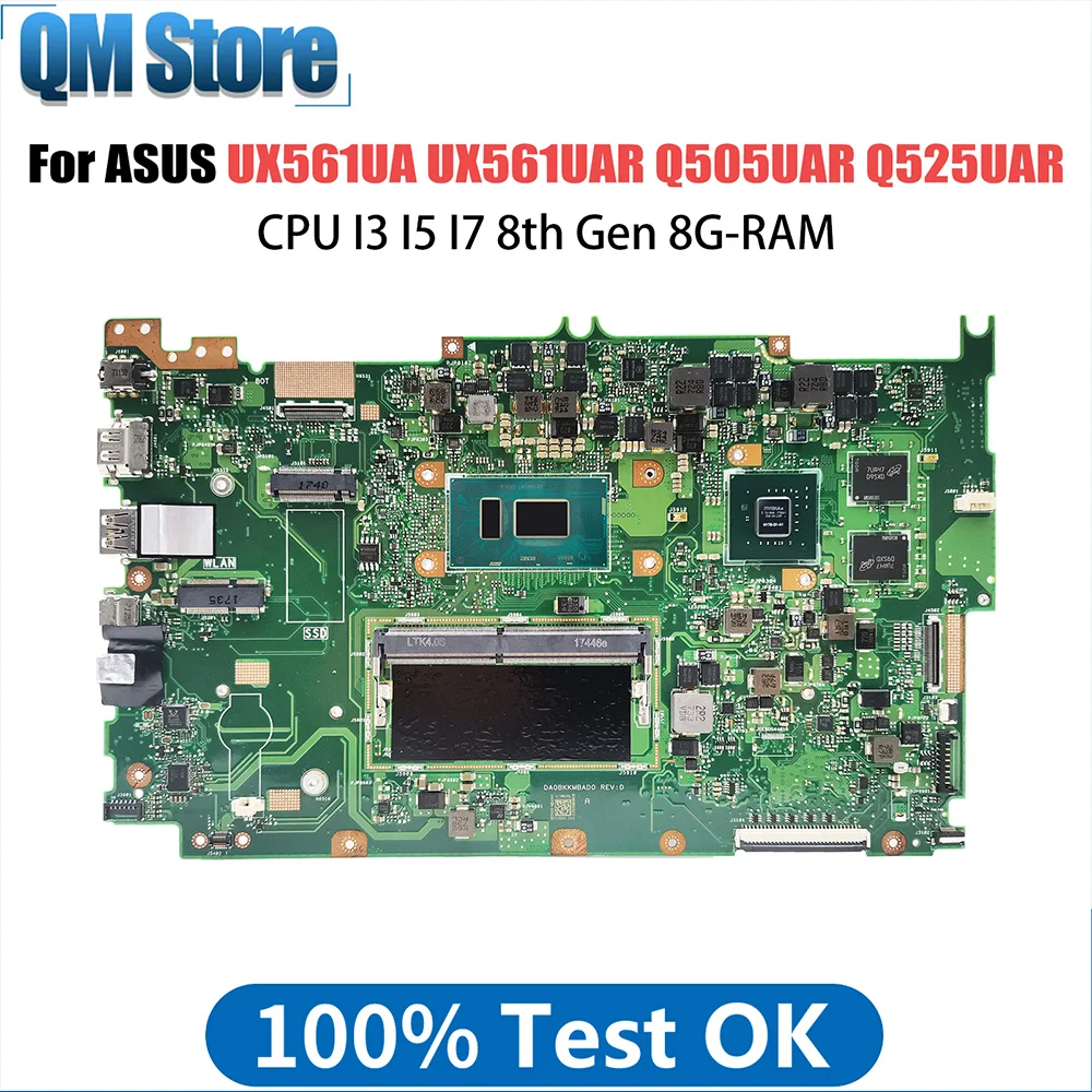 UX561UA Notebook Mainboard For ASUS UX561UAR Q505UAR Q525UA Q525UAR Laotop Motherboard CPU I3 8th Gen 8G RAM