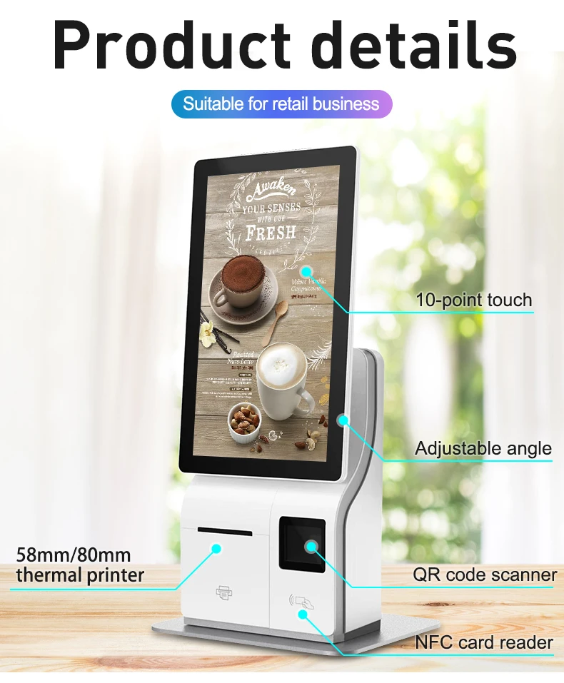 f Service Kiosk With Passport Scanner Card DispenserHotel Desktop Self Check in Kiosk Android Pos Payment Kiosk Touch Screen Sel