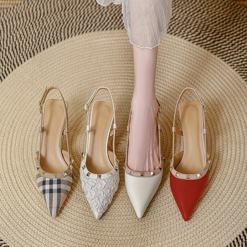

Gorasion Leather Sandals Women Pointed Toe Mid-heel Mary Jane Shoes Women Elegant Sexy Thin Heel Sandals Ladie's Summer Shoes