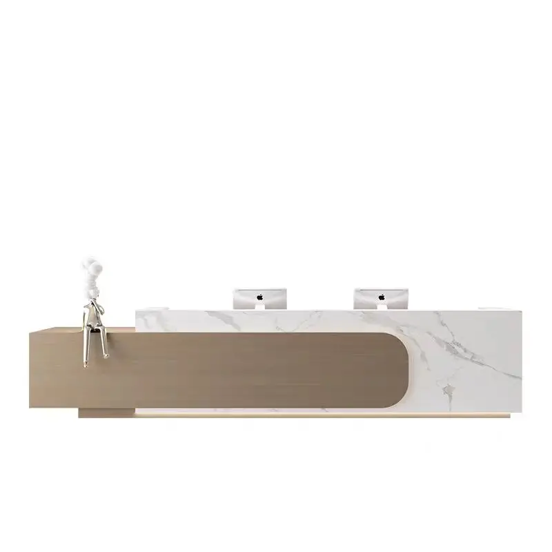 #Modern European Office and Apartment Reception Wooden Striped Furniture Long Reception