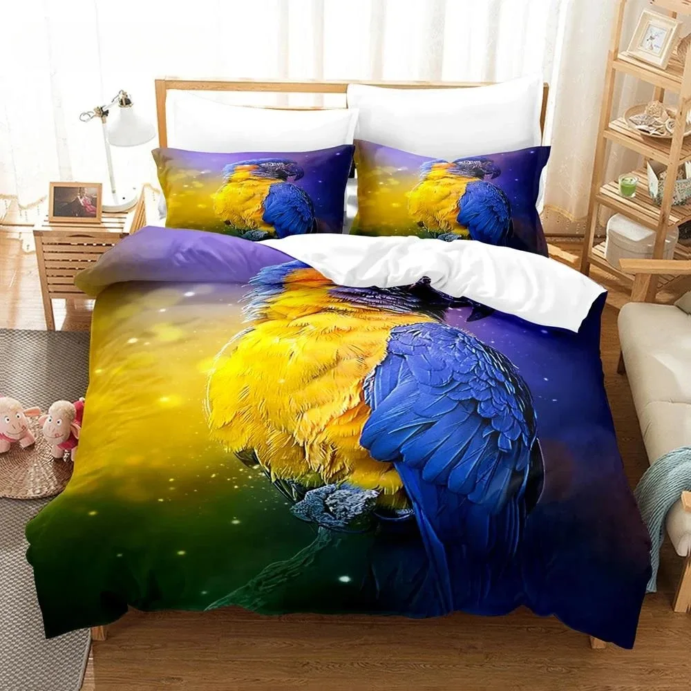 Cute Parrot Bedding Set 200x200 Winter Duvet Cover Sets Twin Full Queen King Bedroom Set 100% Bamboo Fiber Housse De Couette