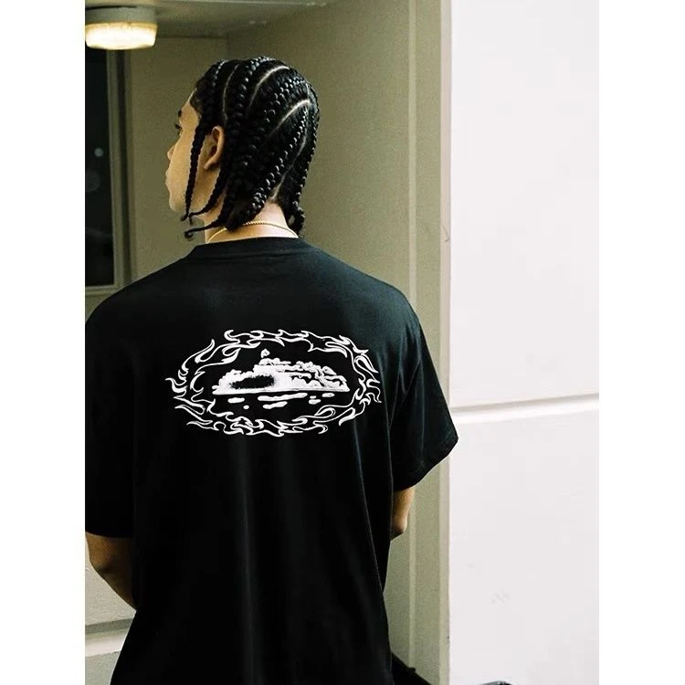 

British Street Hip Hop Alcatraz T-shirt À Manches Courtes Imprimé T-shirt Tendance Estivale Pour Hommes En Pur Coton