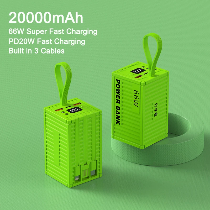 

Power Bank 20000mAh 66W Super Fast Charging Portable External Battery Charger for iPhone 14 Samsung S23 Xiaomi Huawei Powerbank