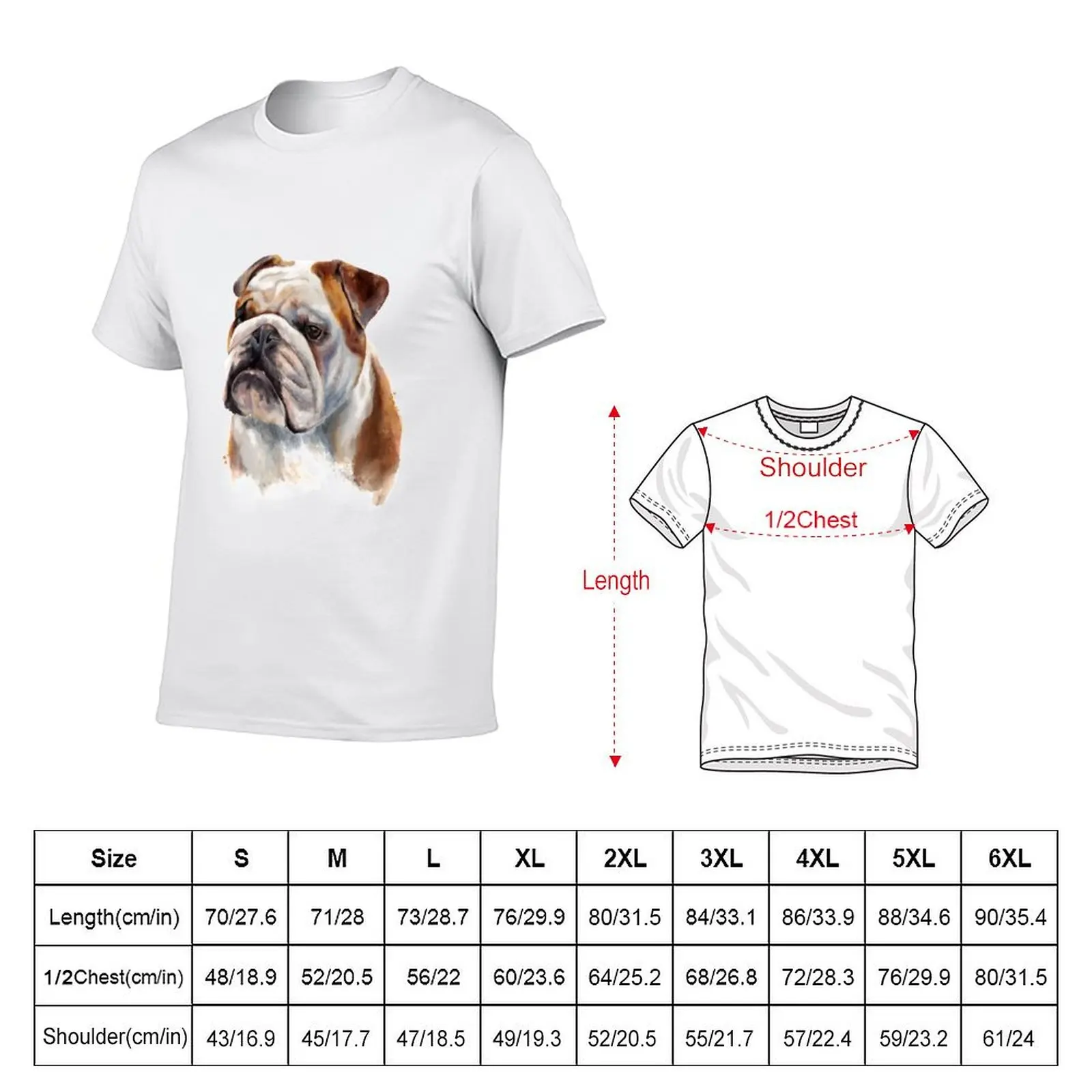 English bulldog watercolor painting T-Shirt man t shirt luxury t shirt man plain T-Shirt
