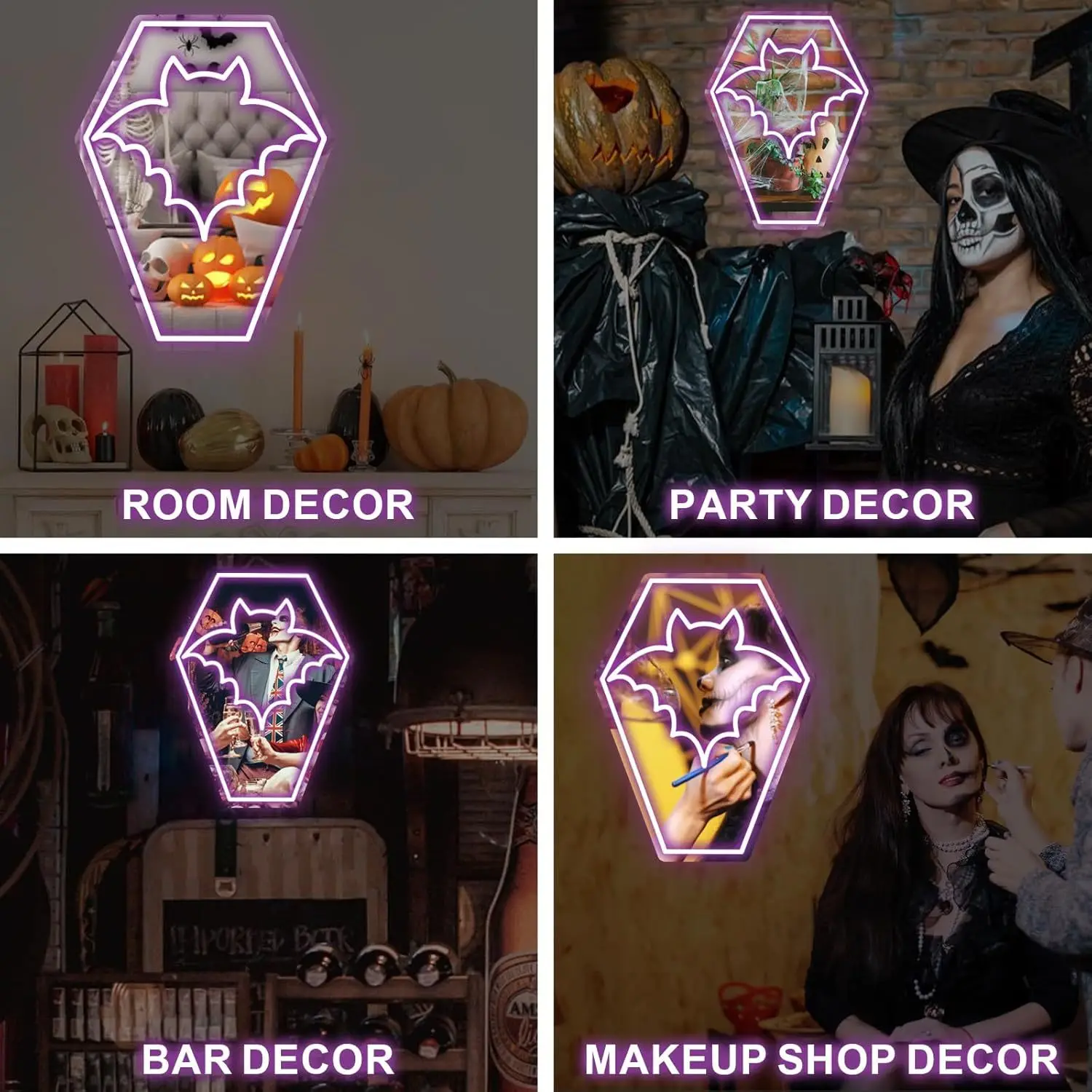 Coffin Bat LED Neon Light - USB Powered, With Dimmer, Adjustable Brightness, Perfect for Halloween Decor, Themed Parties