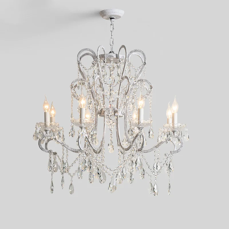 

Американская деревенская люстра для гостиной, столовой, ретро, белая комната принцессы, украшение для спальни, лампа-свеча, французские лампы