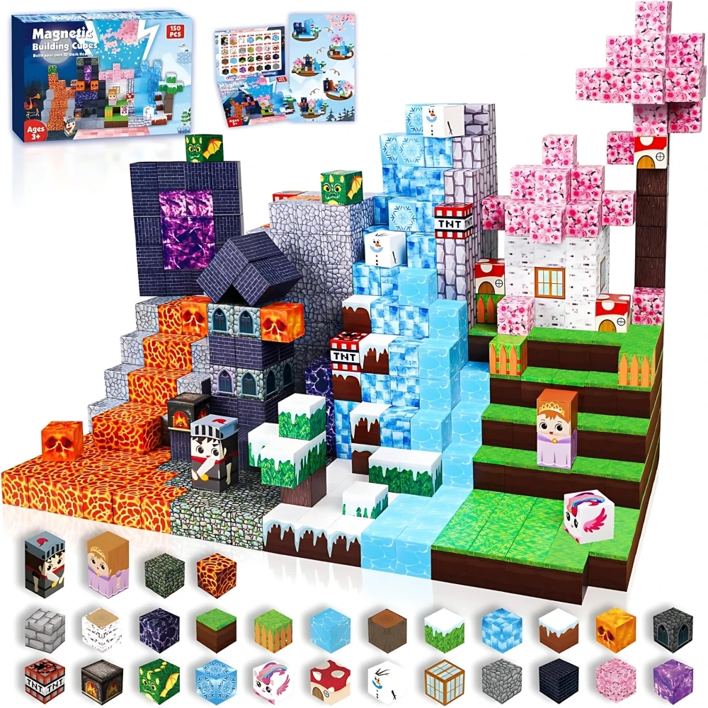 

Creative Magnetic Building Blocks Bricks My Famous Magma forest Scene World Model DIY Tech Kids Toy for Friends Boys Girls