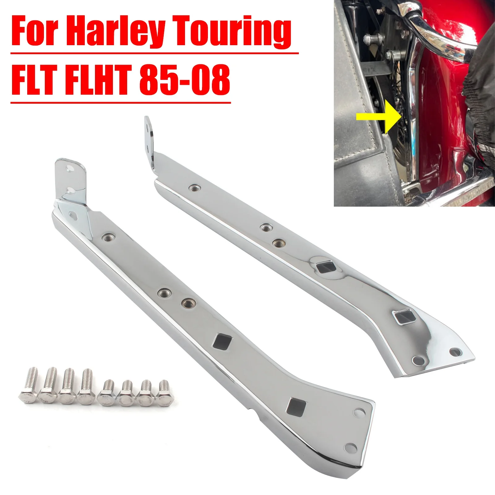 Motorcycle Drag Heavy Duty Saddlebag Support Chrome Brackets Rail Rear Guard For Harley Touring 1985-2008 Street Glide Road King