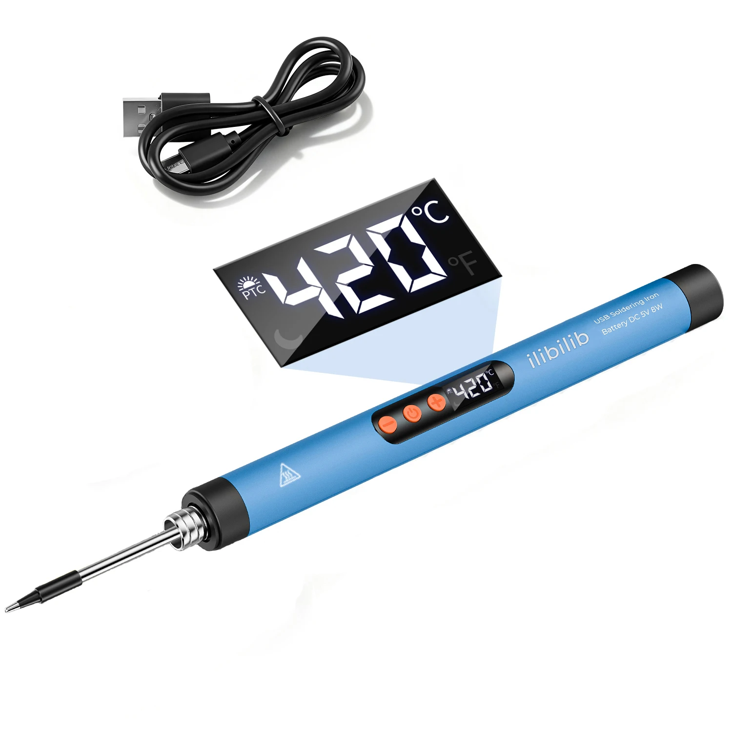ILIBILIB HX7 8W 5V USB Soldering Iron Kit LCD 260-420°C Built-in Battery Wireless Work Sleep Mode Fast Heating