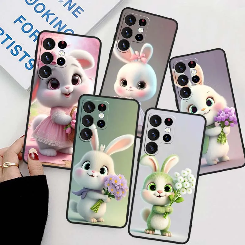 Cartoon Bunny Cover Cover For Samsung Galaxy F36 F56 M56  Note 20 10 Lite Soft Black Straight Edge Phone Case