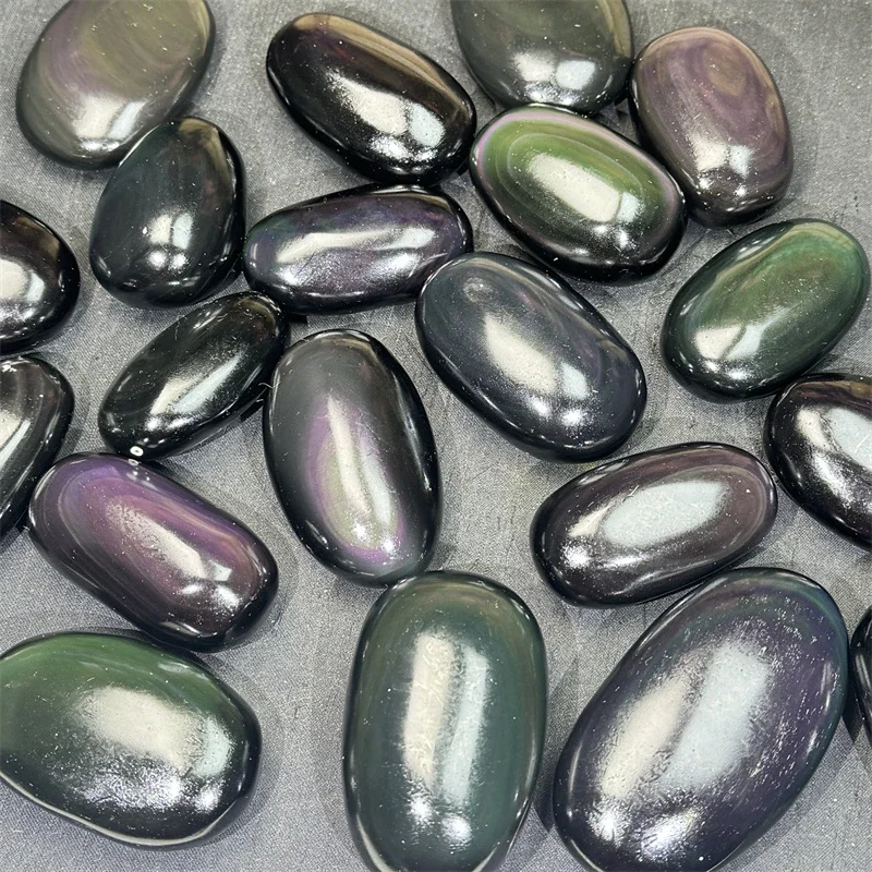 

#'# Hot Sales Wholesale Natural Quartz Crystal Polished Rainbow Obsidian Palm Stones Healing For Sale