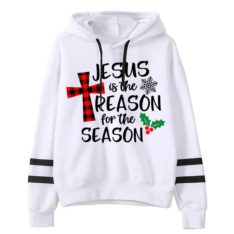 Autumn Winter Hoodies Clothes Women Jesus Is The Reason for The Season Print Oversized Hoodie Christmas Christ Women Sweatshirts