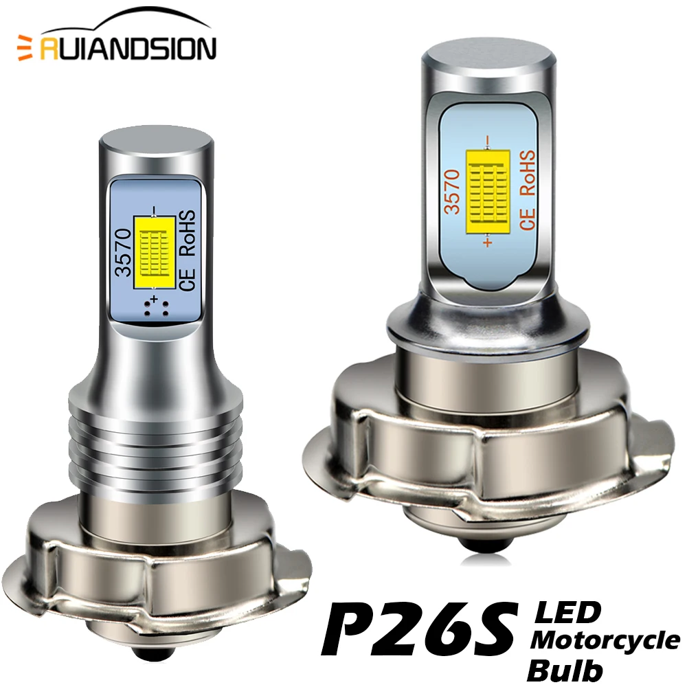อุปกรณ์เสริมรถจักรยานยนต์ไฟหน้า LED PH3S ซ็อกเก็ต 10-30V แรงดันไฟฟ้ากว้าง 3570 ชิป 1500LM ความสว่างสูงเหมาะกับ 12V 50cc สกู๊ตเตอร์ 2PCS