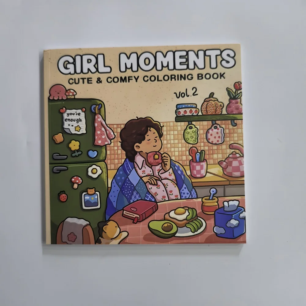 Girl Moments: Vol. 2 Coloring Book for Adults and Teens Featuring Cute Cozy Daily Activities for Relaxation