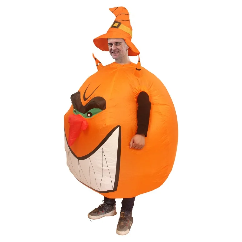 Disfraz de Halloween de calabaza naranja para hombre y mujer, traje inflable para fiesta de carnaval, ropa de actuación, trajes de Mascota para adultos