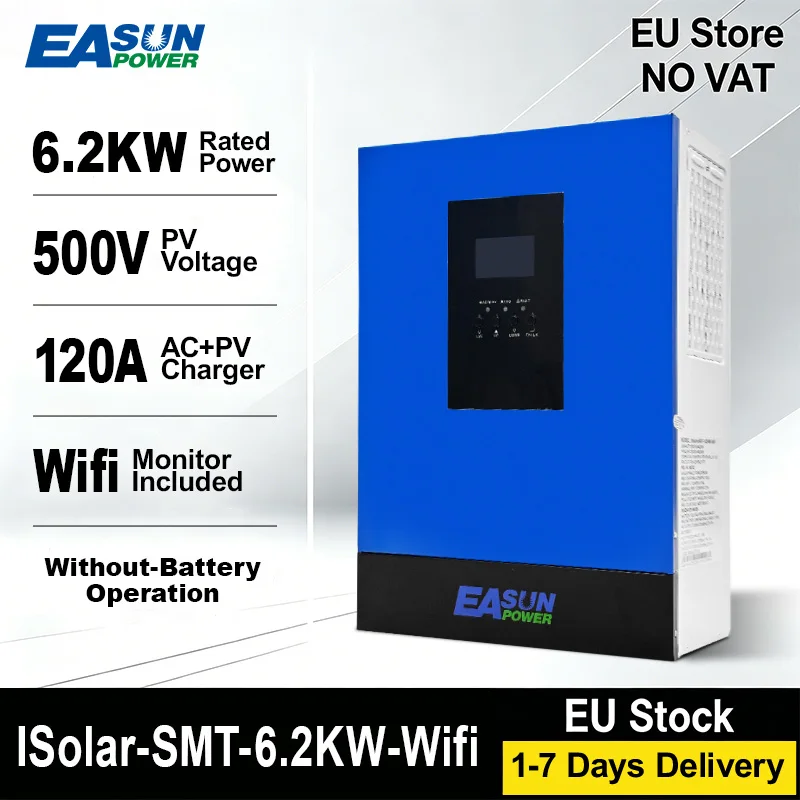 EASUN 6200W Hybrid Solar Off-Grid Wechselrichter 48V 220V MPPT 8500W 120A 500V Hochleistungs-PV-Ladegerät 50/60Hz mit WIFI BMS Generator EU