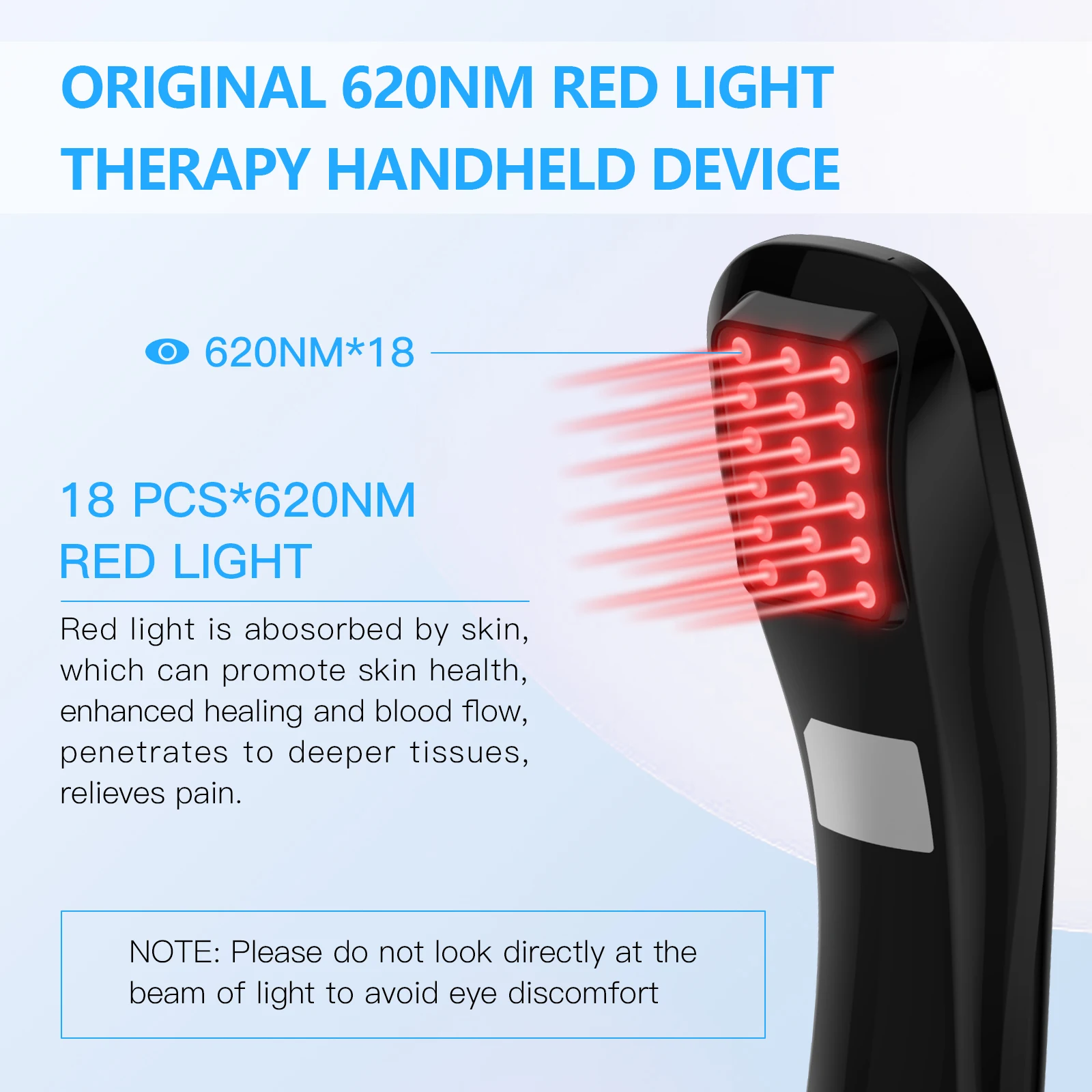 18x620nm Red Light Therapy Device for Muscle Reliever, Knee, Shoulder, Back, Infrared Light Therapy, 18pcs 620Nm