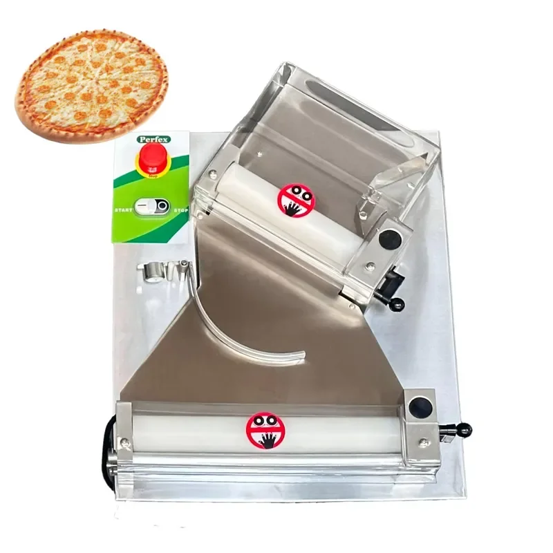 Automatic Pizza Dough Sheeter Bread Dough Rolling Pasta Flattening Tabletop 220V Sheet Maker 0.7-5.4mm for Bakery Use