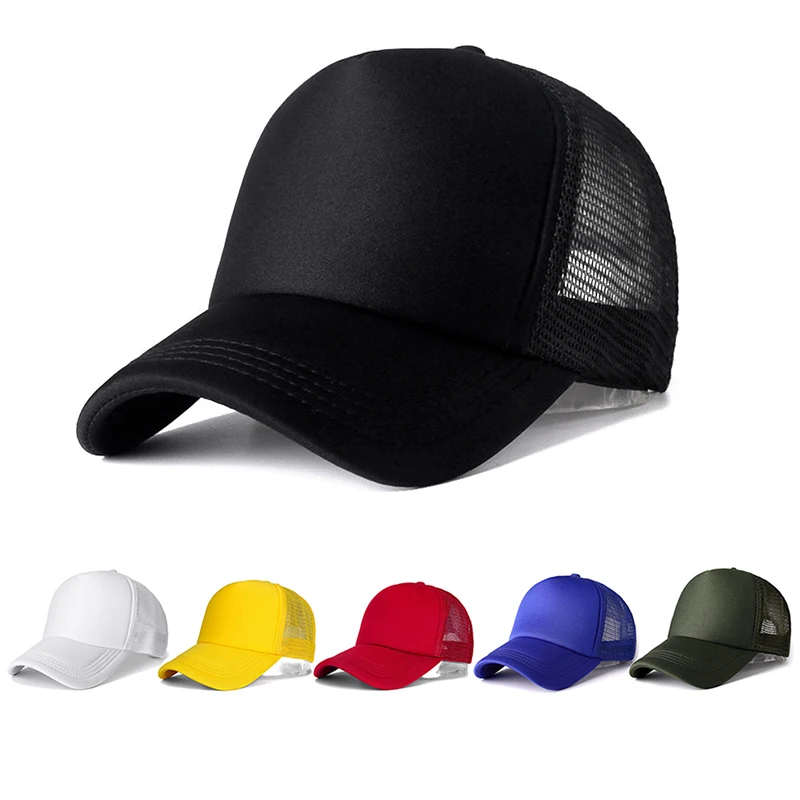 1PCS Unisex Cap Casual Plain Mesh Baseball Cap Adjustable Snapback Hats For Women Men Hip Hop Trucker Cap Streetwear Dad Hat