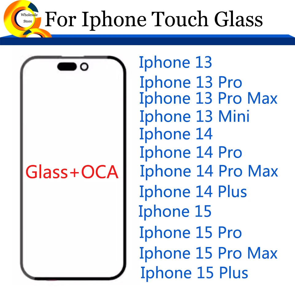 10 sztuk/partia Szkło dotykowe przednie do iPhone 16 13 14 15 Pro Max Mini z OCA, zamiennik