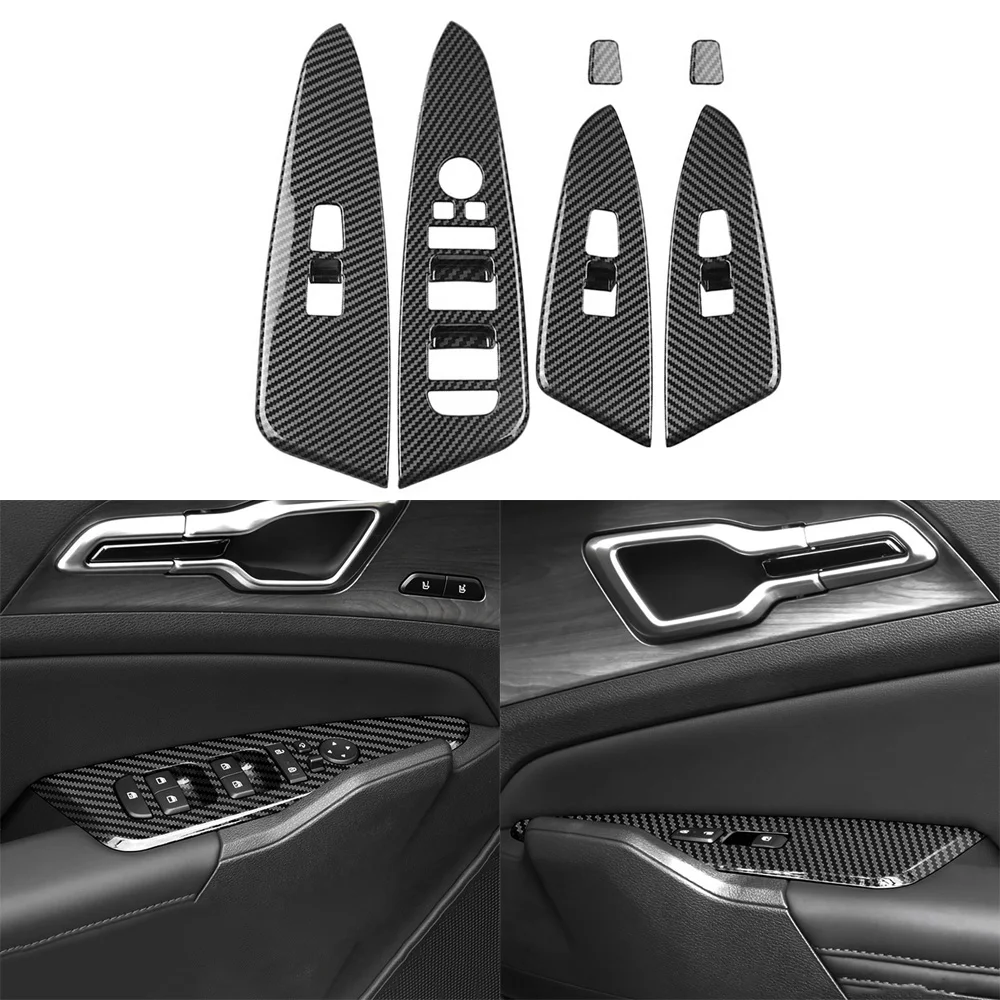 

4pcs LHD For Kia Sportage NQ5 2022 2023 2024 Window lifting switch panel decorative cover Carbon Fiber Sticker Interior Acc.