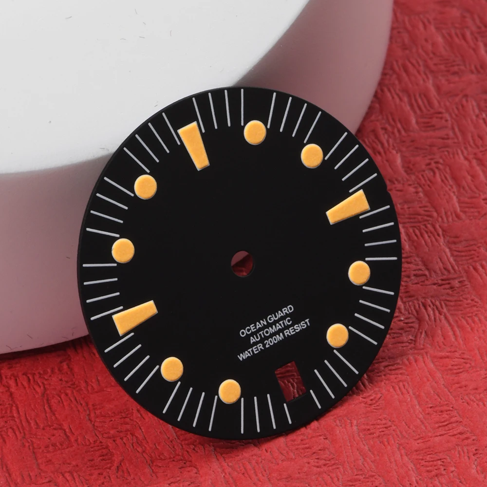HEIMDALLR For NH35 NH36 Japanese Movement 28.5mm Watch Dial 3.0 O'clock Dive Watch ORANGE Luminous Seiko Mod Watch Dials