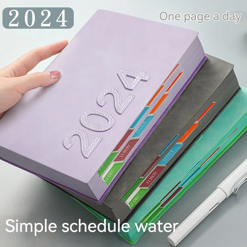 2024 New A5 Notebook Self Discipline Check In Time Management Daily Plan Book Thickened Pu Efficiency Manual Calendar Notebook