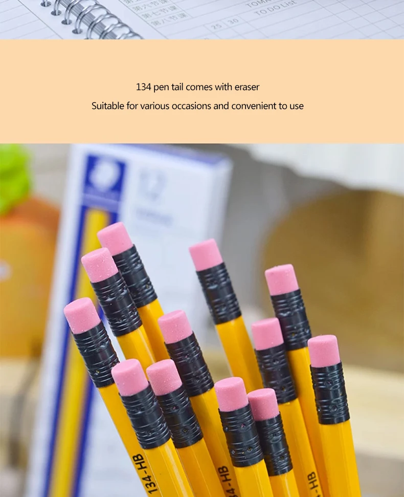 12-teiliges deutsches STAEDTLER Holzbleistift-Set 2B HB zum Schreiben, Malen, sechseckiger Stifthalter, Büro, Schulbedarf – Detail 6